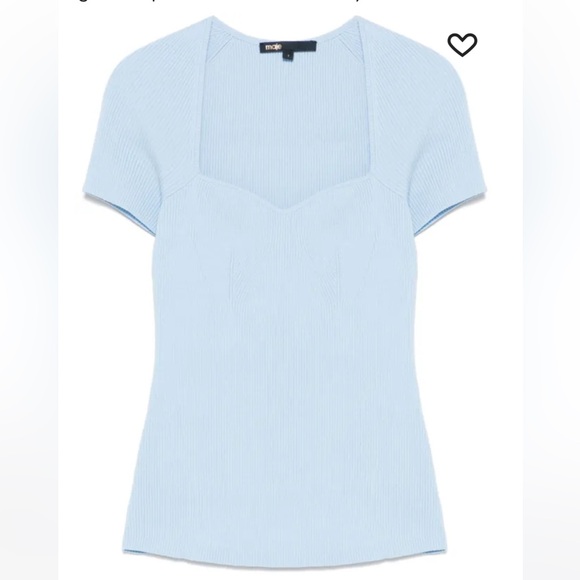Light Blue Ribbed Short Sleeve Top - Picture 7 of 8